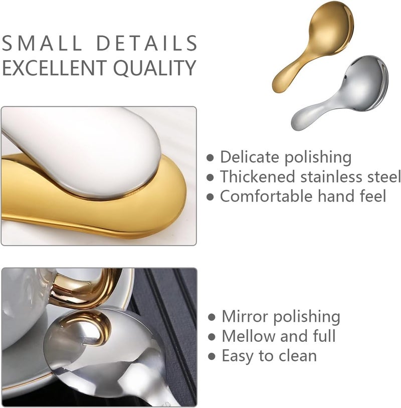 ICSTM Small Scoops for Canisters,4 Pcs Coffee Scoops,Short Handle Spoons for Salt Sugar Condiments Coffee Tea Dessert (Gold and Silver) - Image 4